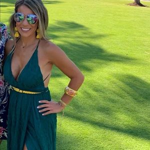 Hello Molly Jade Green Full Length Dress With Slit Size Small